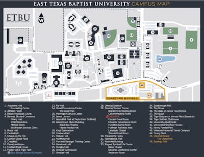 ETBU Campus Map